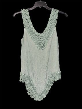 Ultra Flirt Sage Green Crochet-Trim Sleeveless Camisole